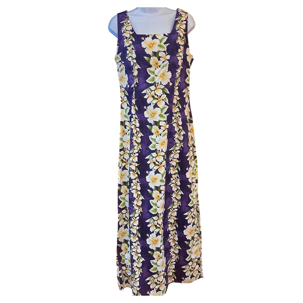 Vintage Royal Creations Maxi Dress Tropical Hawaiian Floral Luau Boho Purple